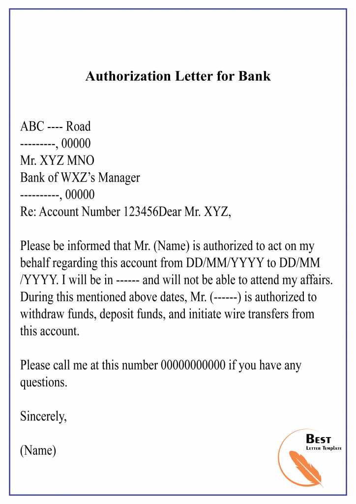 authorization letter template to act on behalf