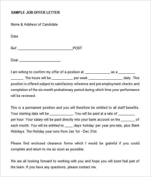 recruitment offer letter template