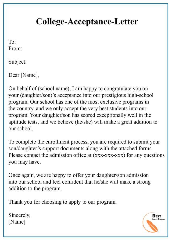 college acceptance letter template