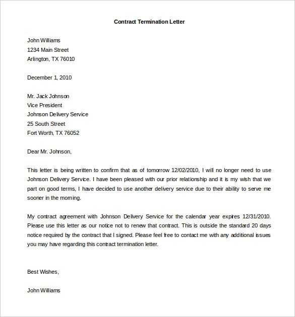 contract cancellation letter template