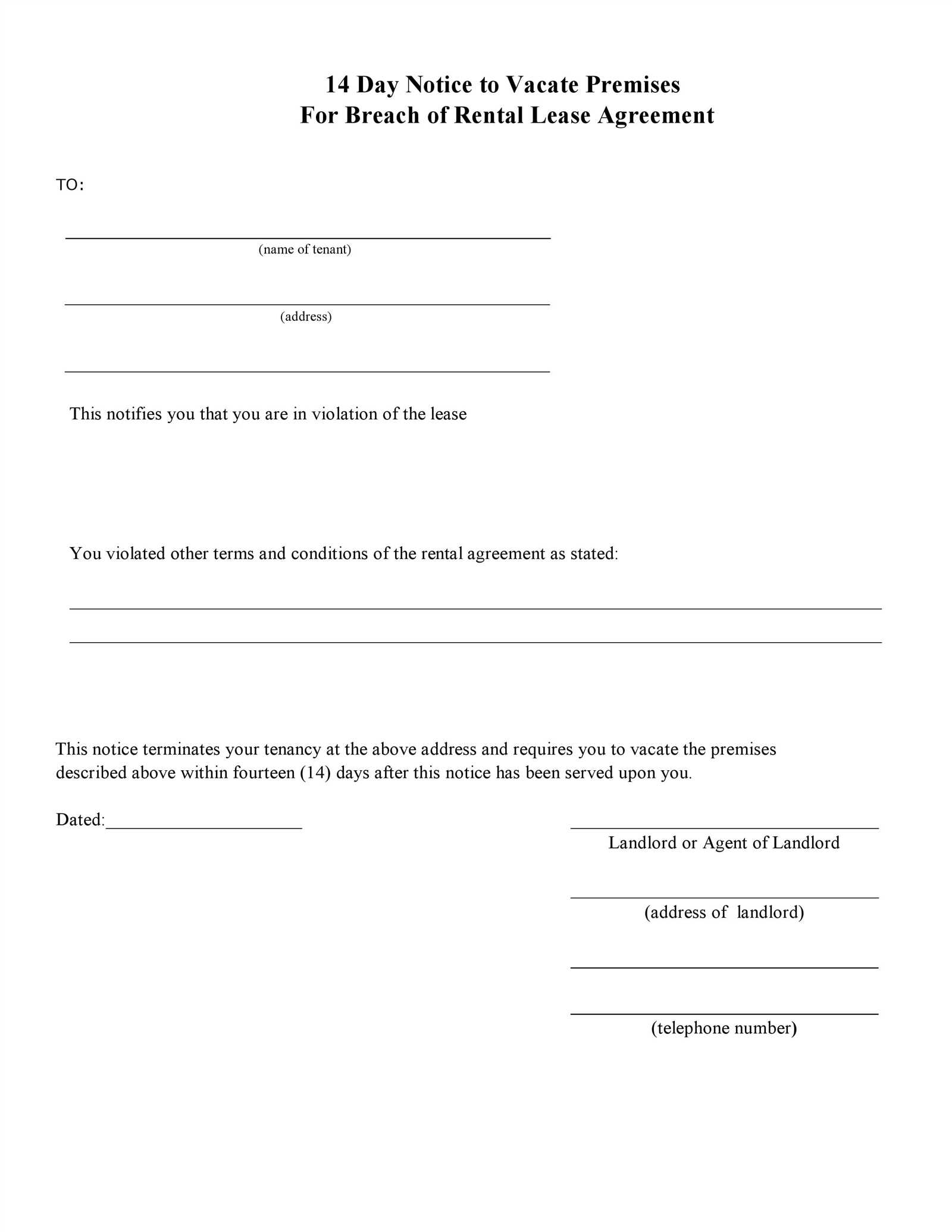 eviction letter template free