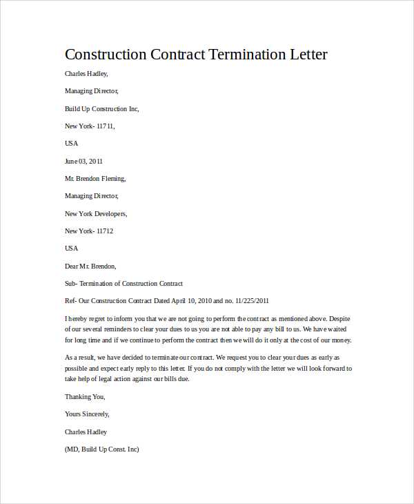 frustration of contract letter template