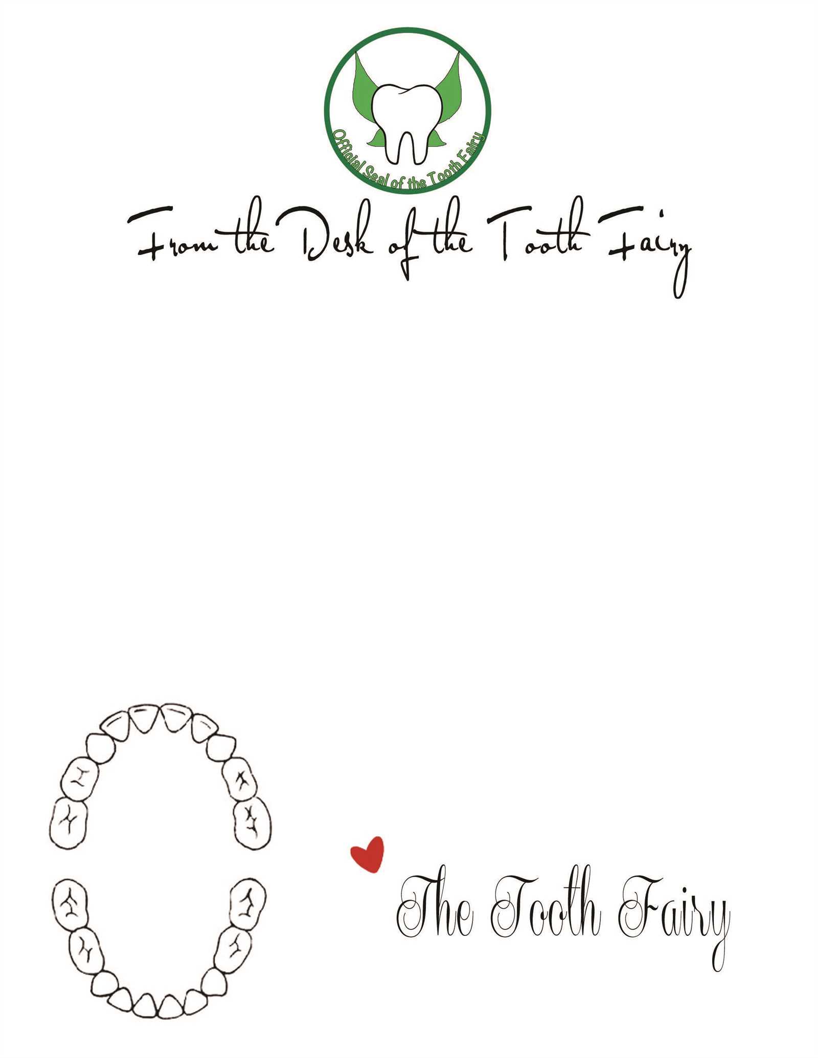 free tooth fairy letter template word