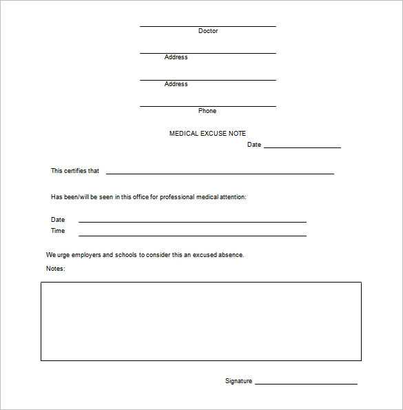 doctor excuse letter template