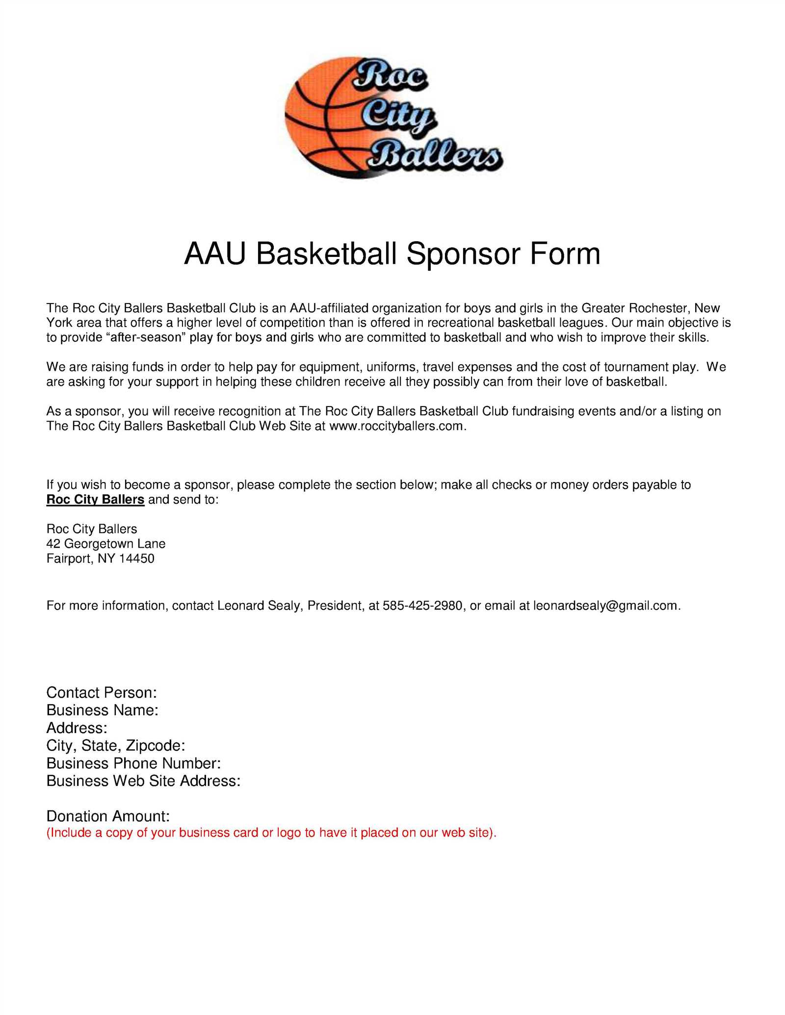 fundraising letter template for sports teams