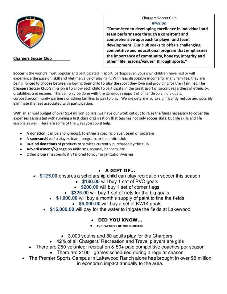 fundraising letter template for sports teams