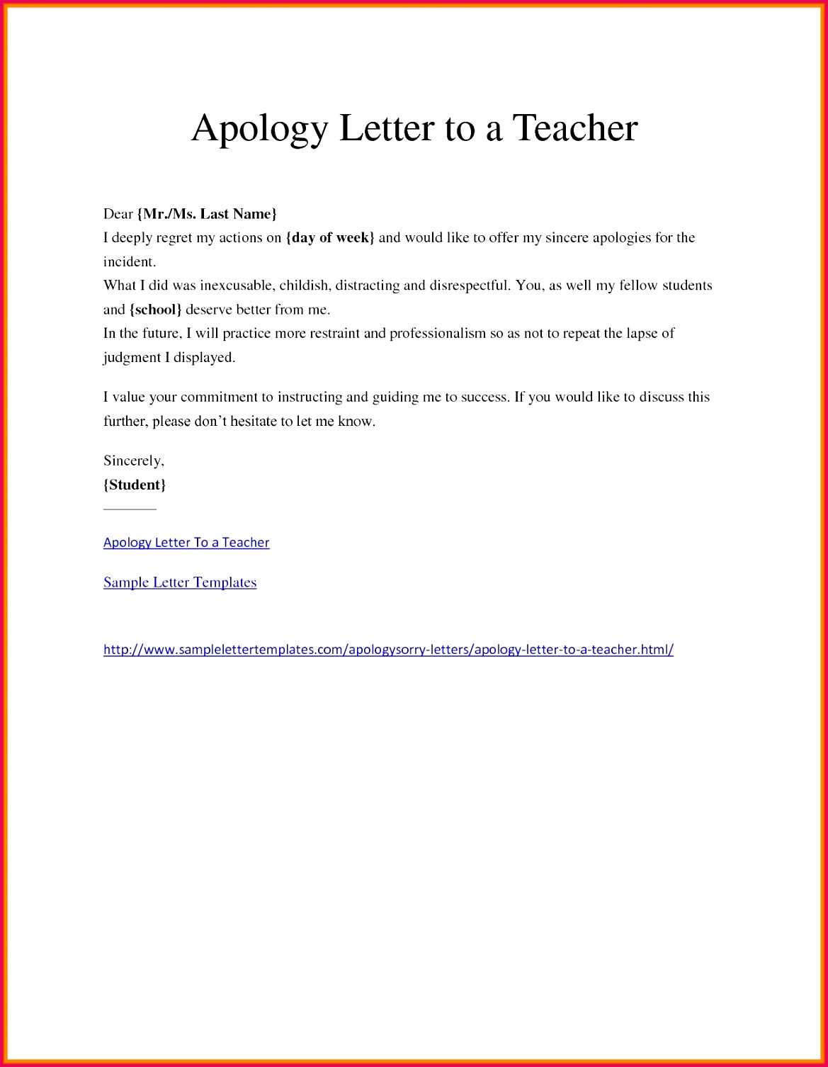 funny apology letter template