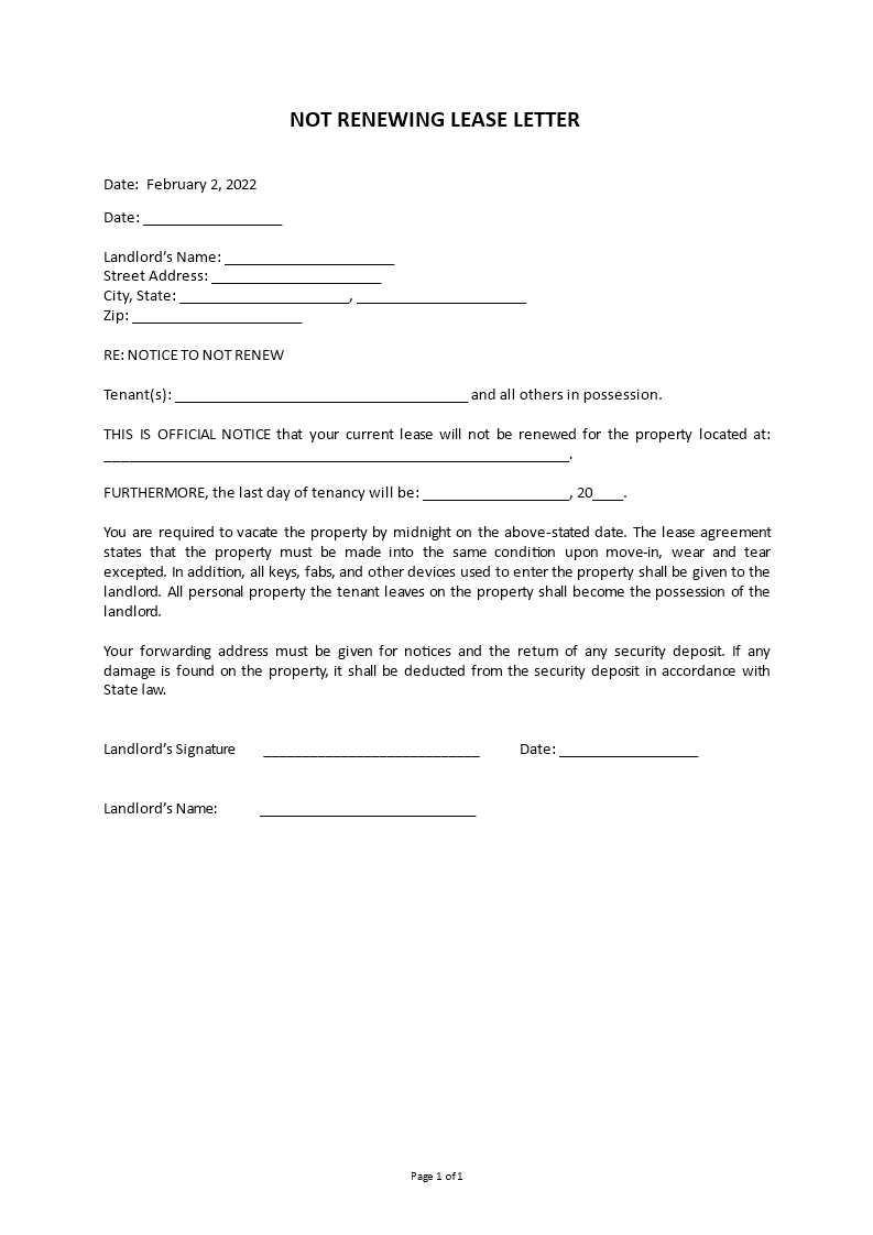 lease extension letter template