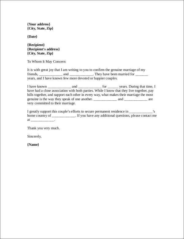 reference letter for immigration marriage template