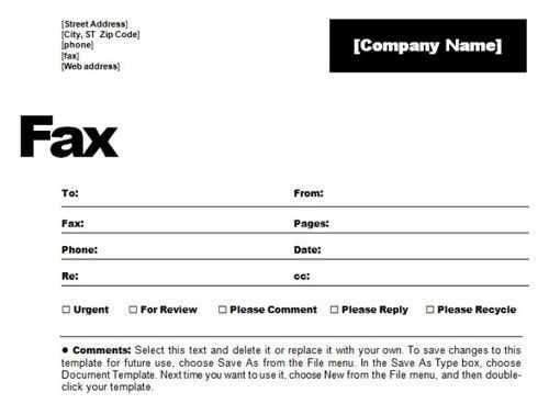 microsoft fax cover letter template