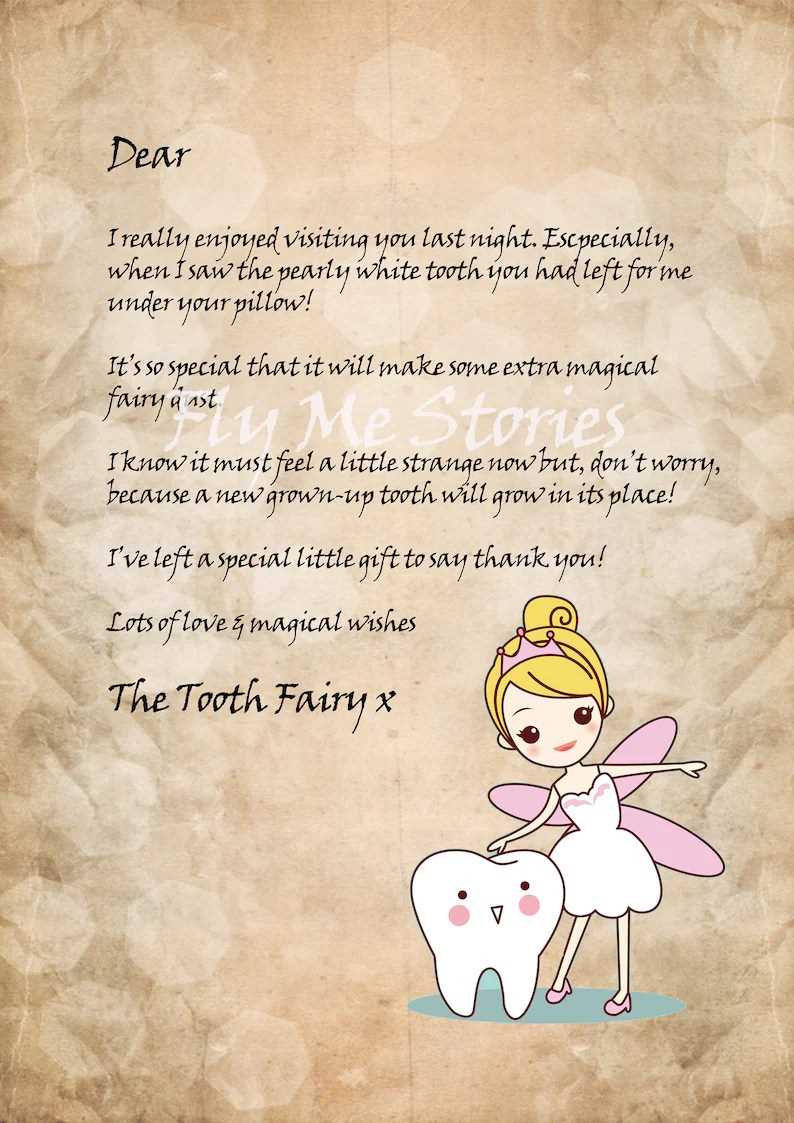 tooth fairy letter template free printable