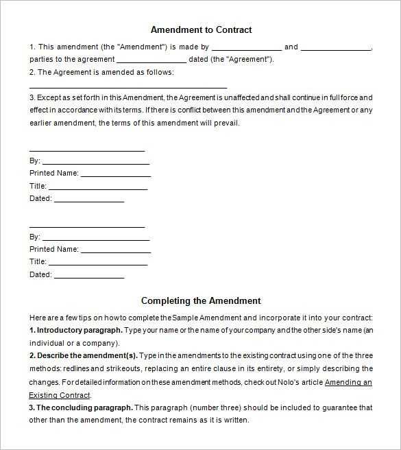 letter of amendment template