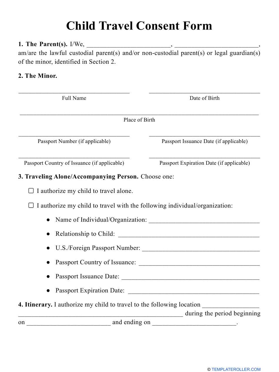 notarized travel consent letter template