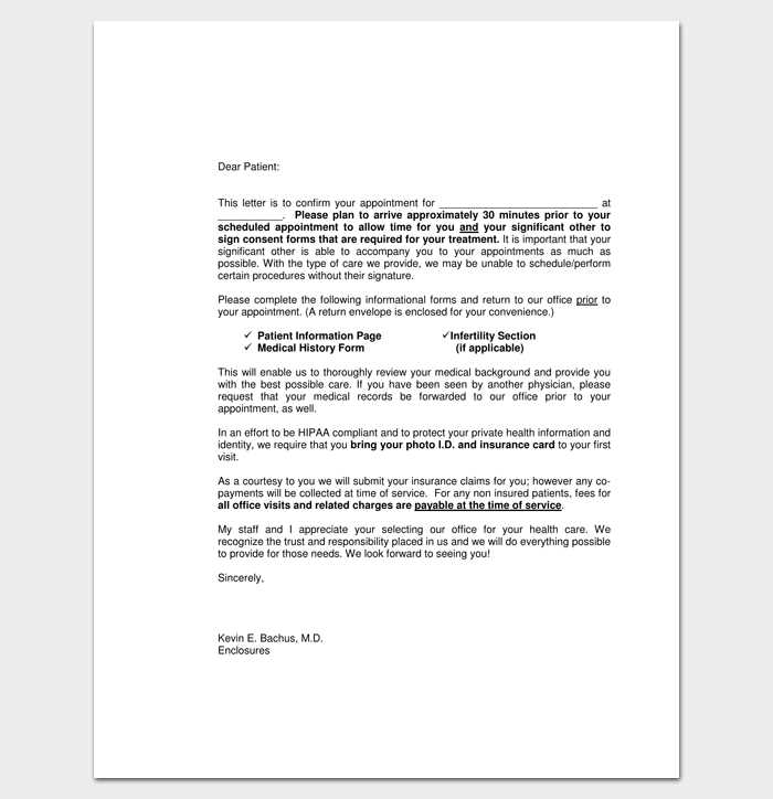 patient responsibility letter template