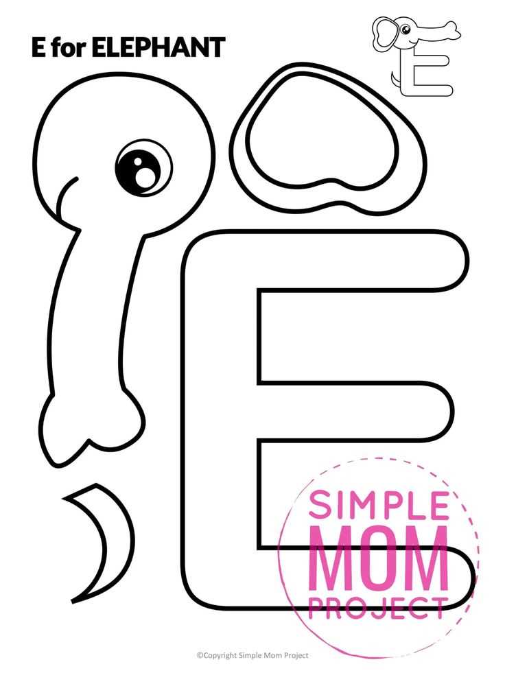 letter e elephant craft template