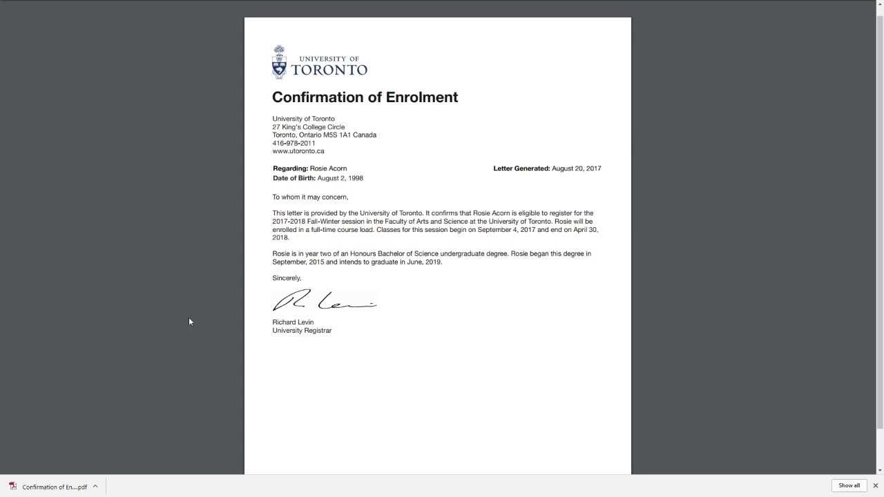 enrollment letter template