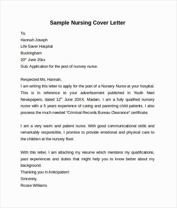 nursing resume cover letter template free