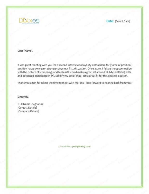 sample thank you letter after interview template