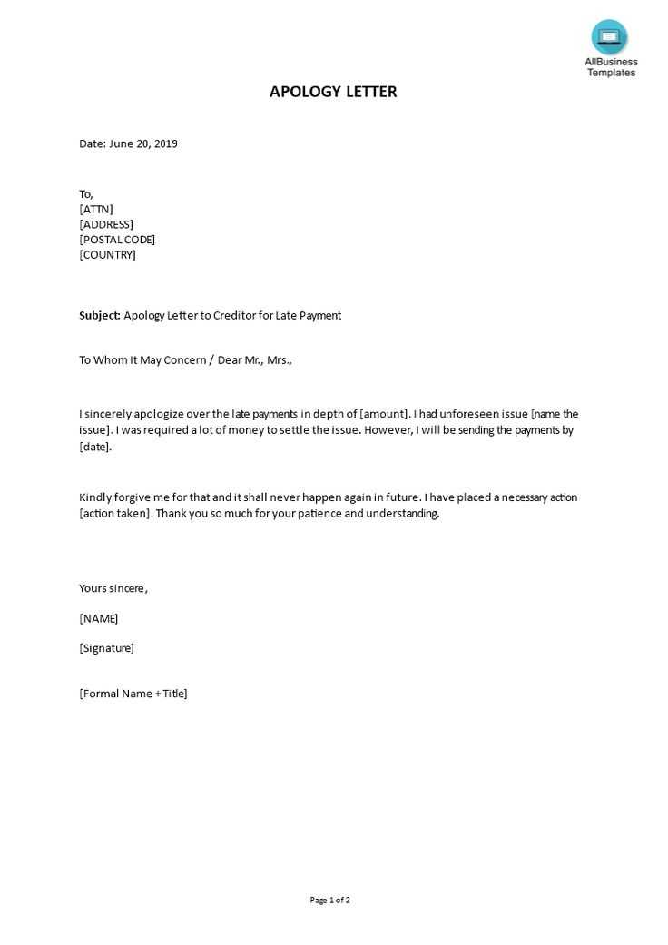 paid in full letter from creditor template