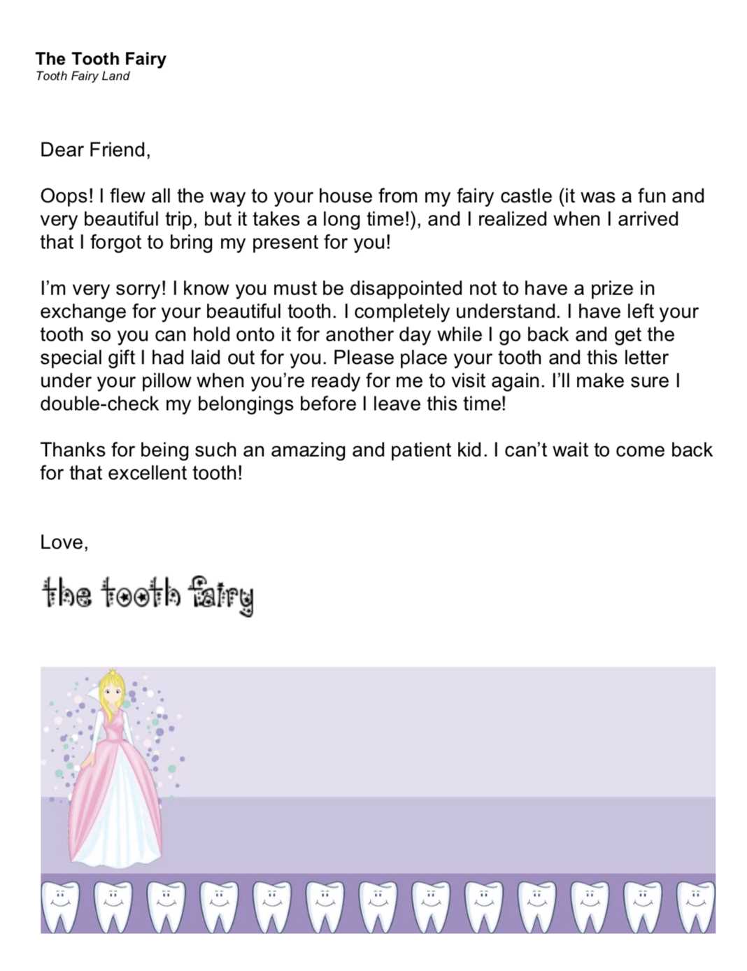 letter from a fairy template