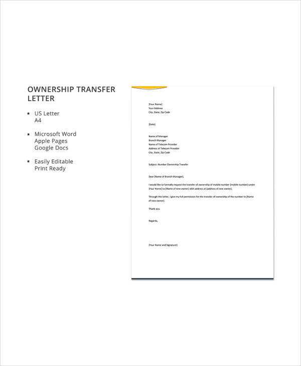 business ownership letter template