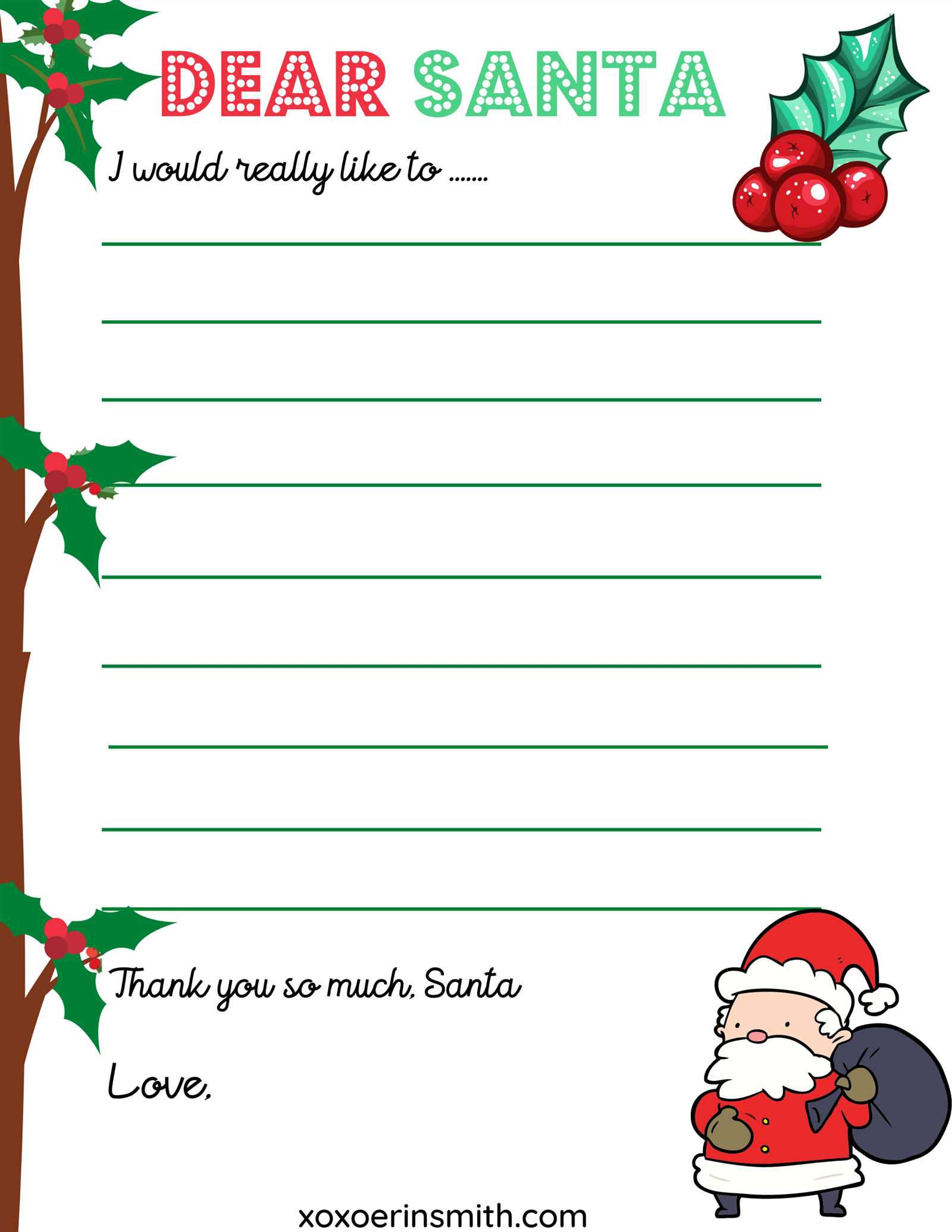 christmas wish list letter to santa template