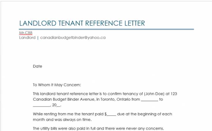 landlord referral letter template