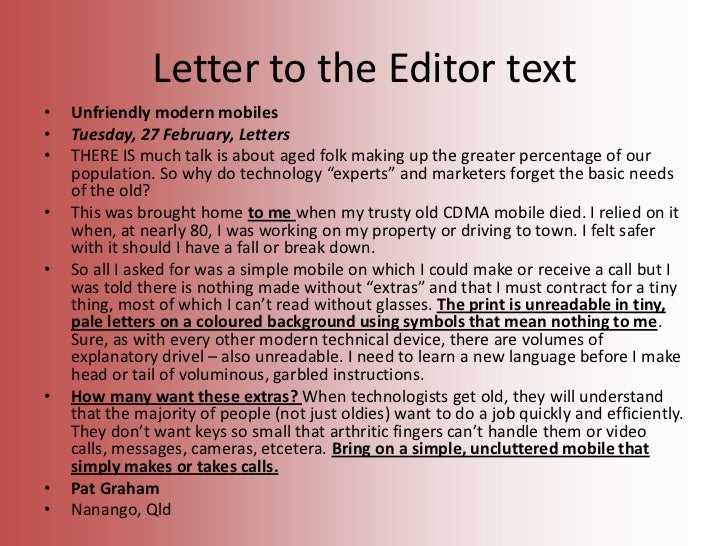 template letter to the editor