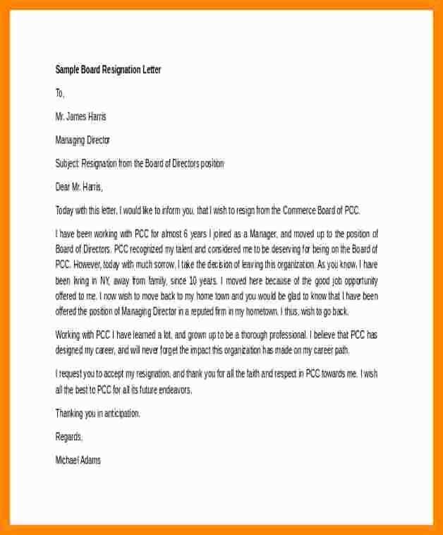 board resignation letter template