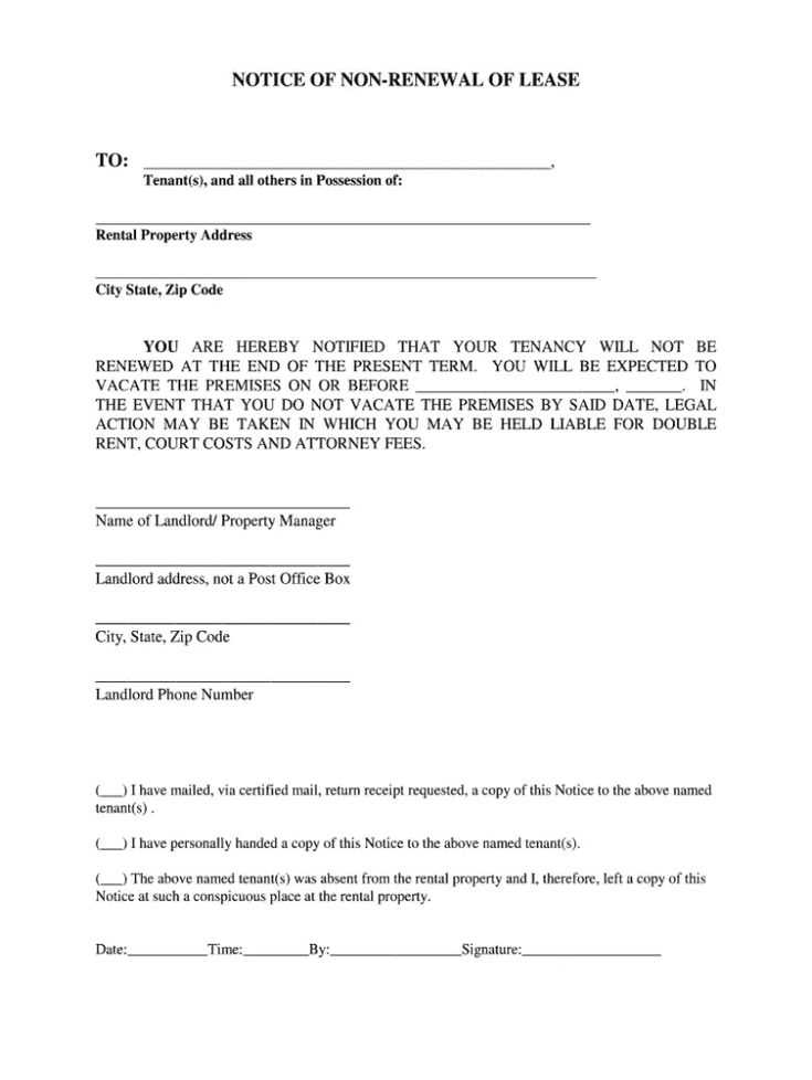 non lease renewal letter template