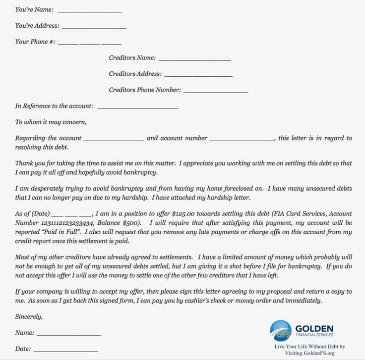 hardship letter to creditors template