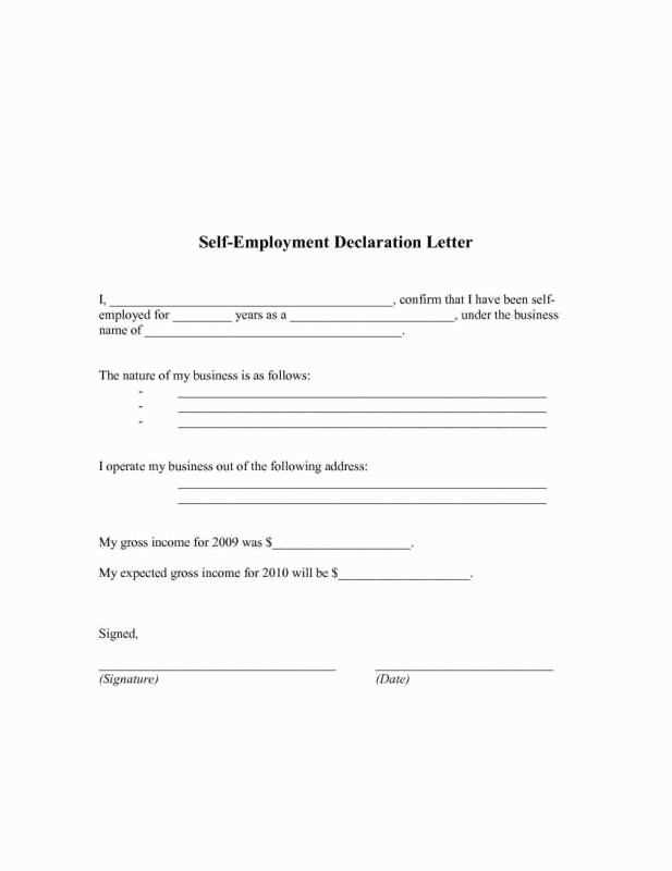 self employed letter template