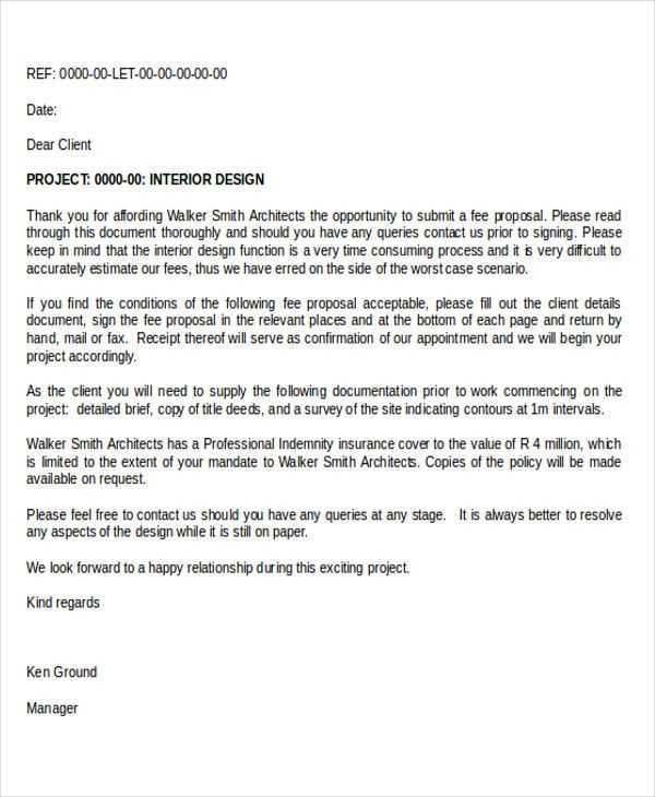 interior design proposal letter template