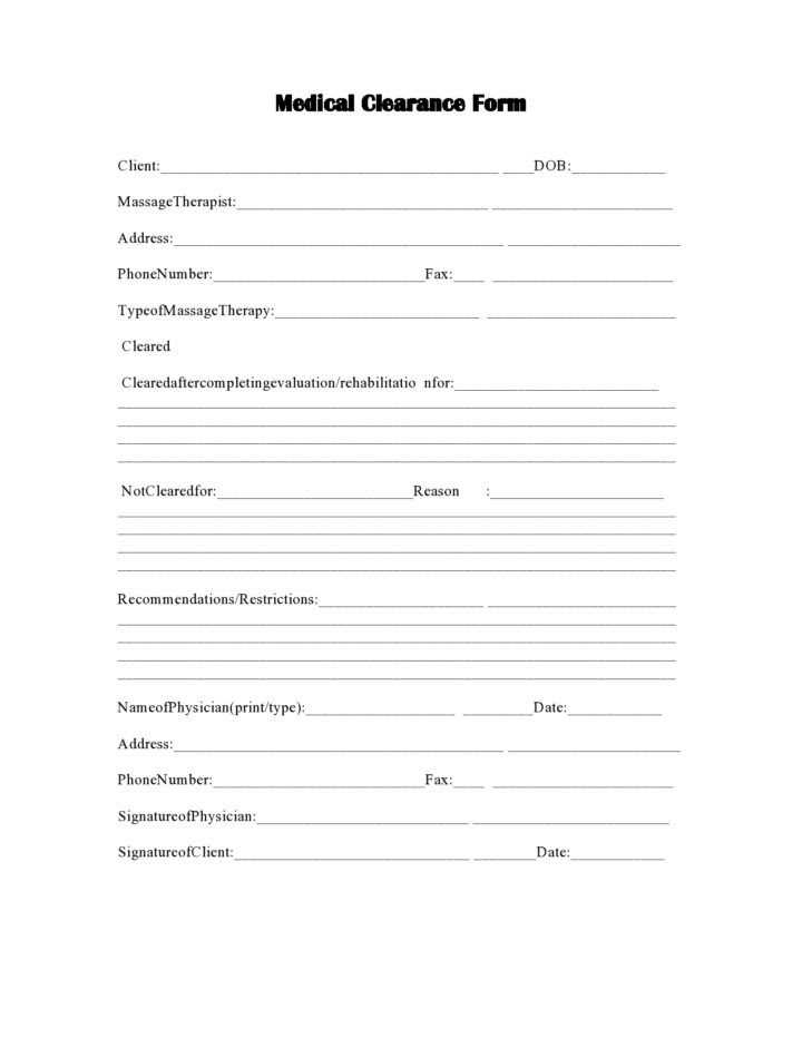 medical clearance letter template