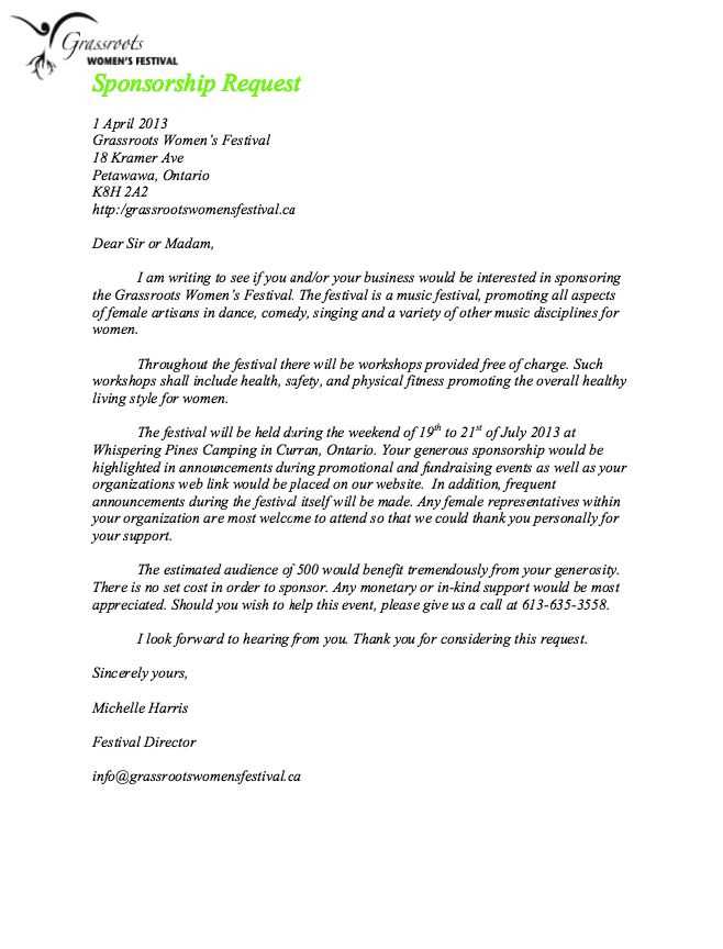 sponsorship thank you letter template