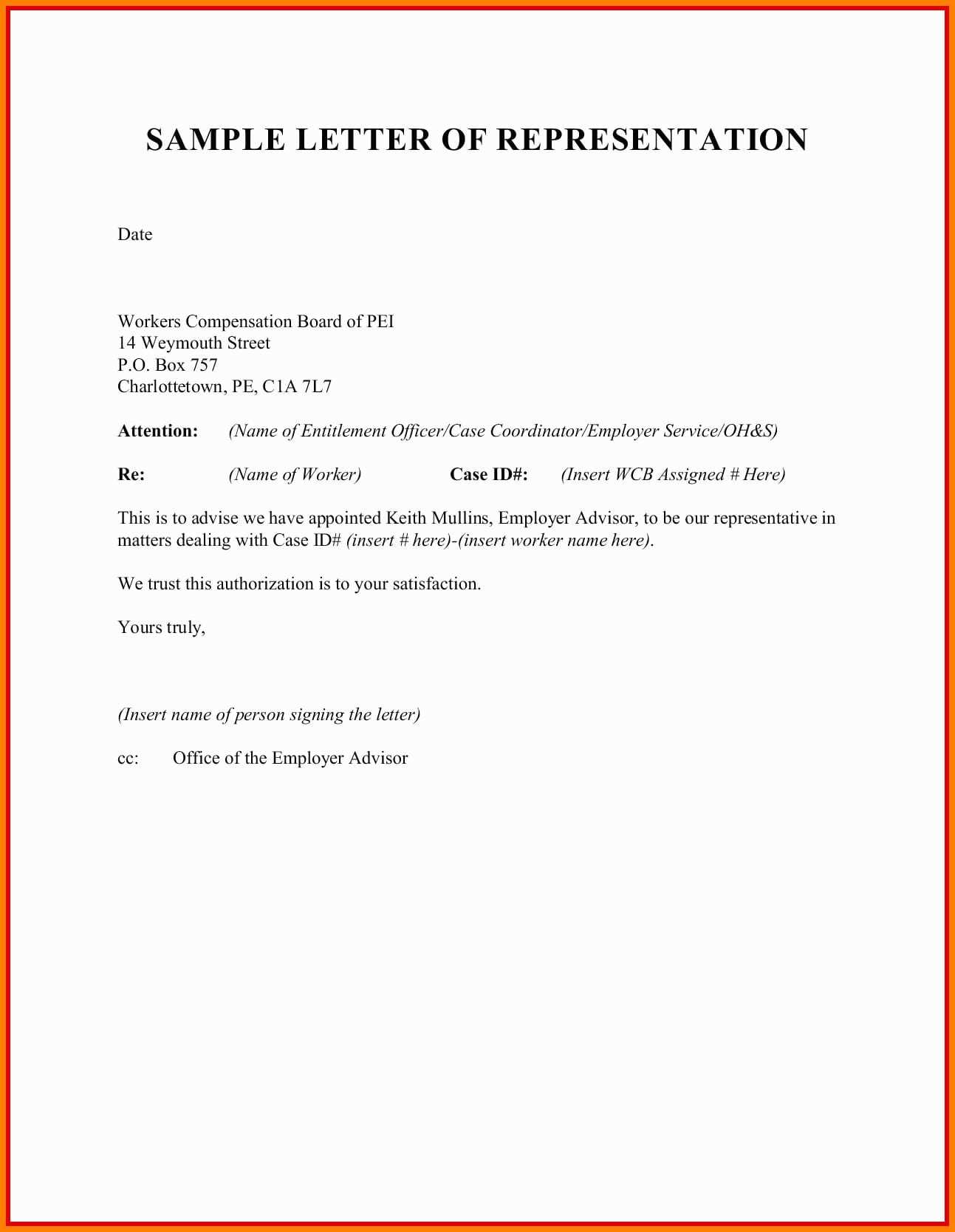 authorized representative letter template