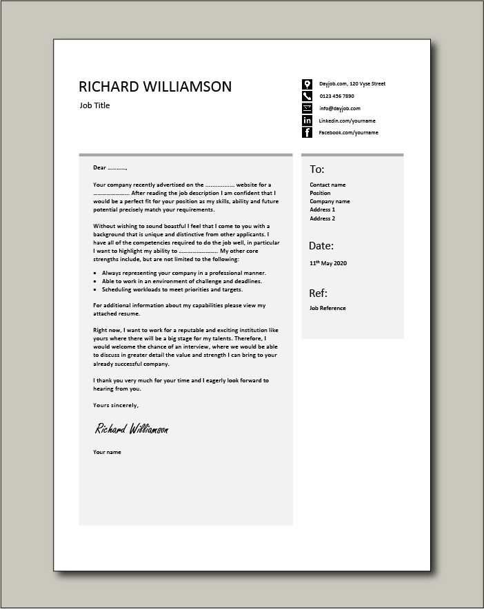 finance cover letter template word