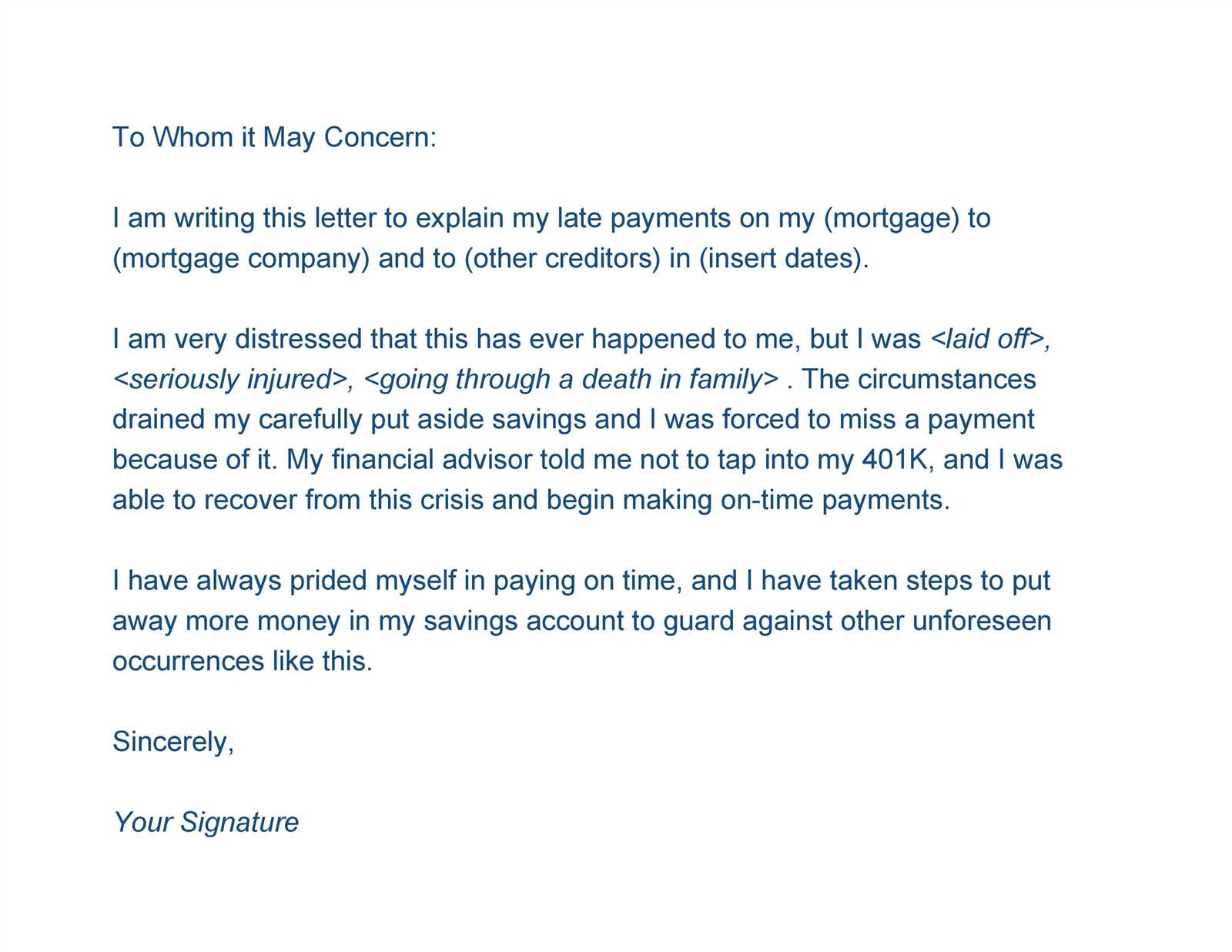letter of explanation mortgage template