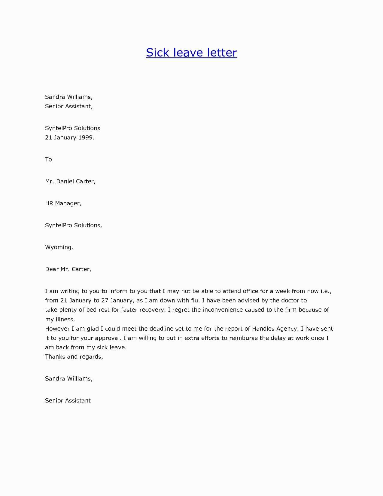 sickness absence letter to employee template