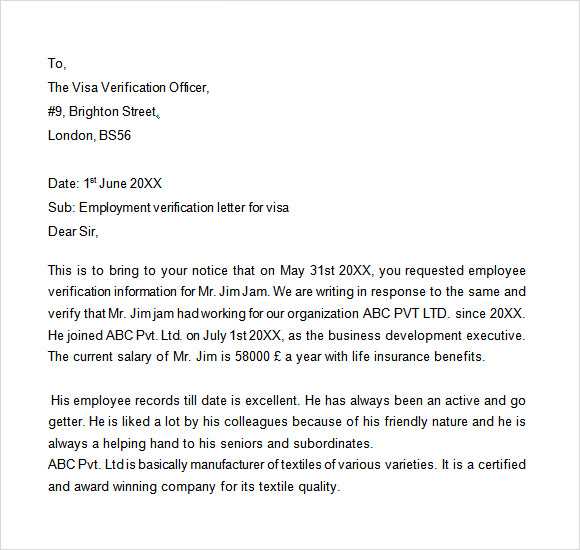 proof of employment letter for uk visa template