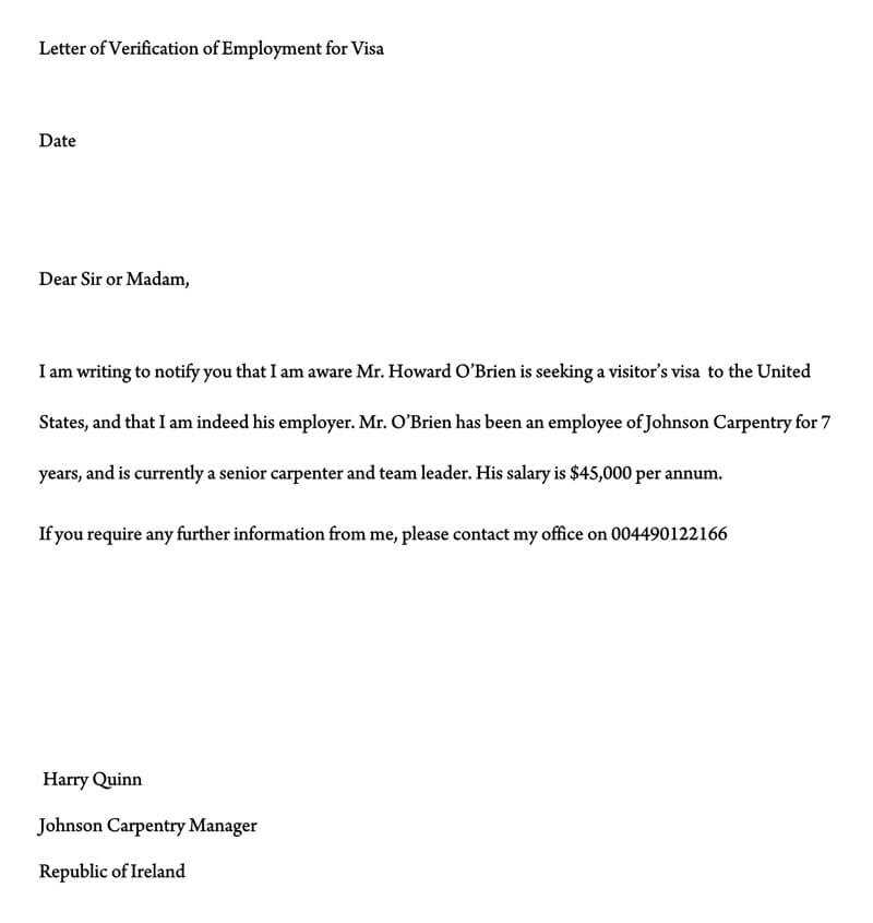 template for application letter for employment