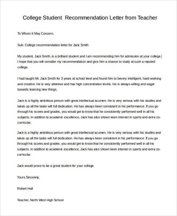 letter of recommendation template pdf