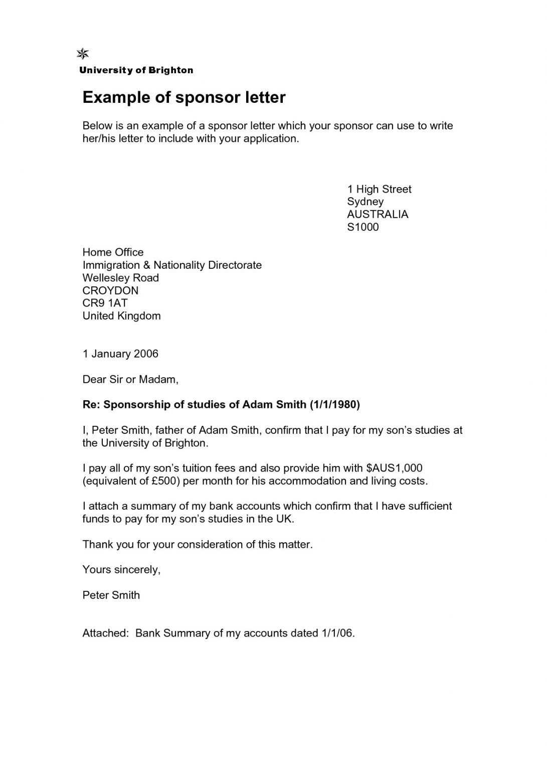 sponsorship letter template uk