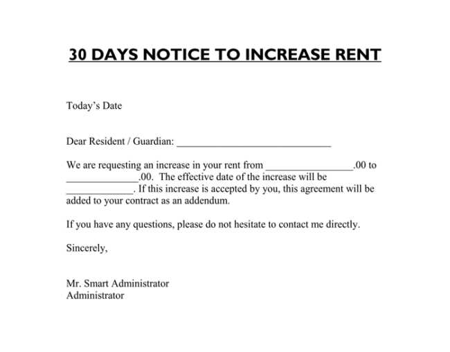 letter to increase rent template