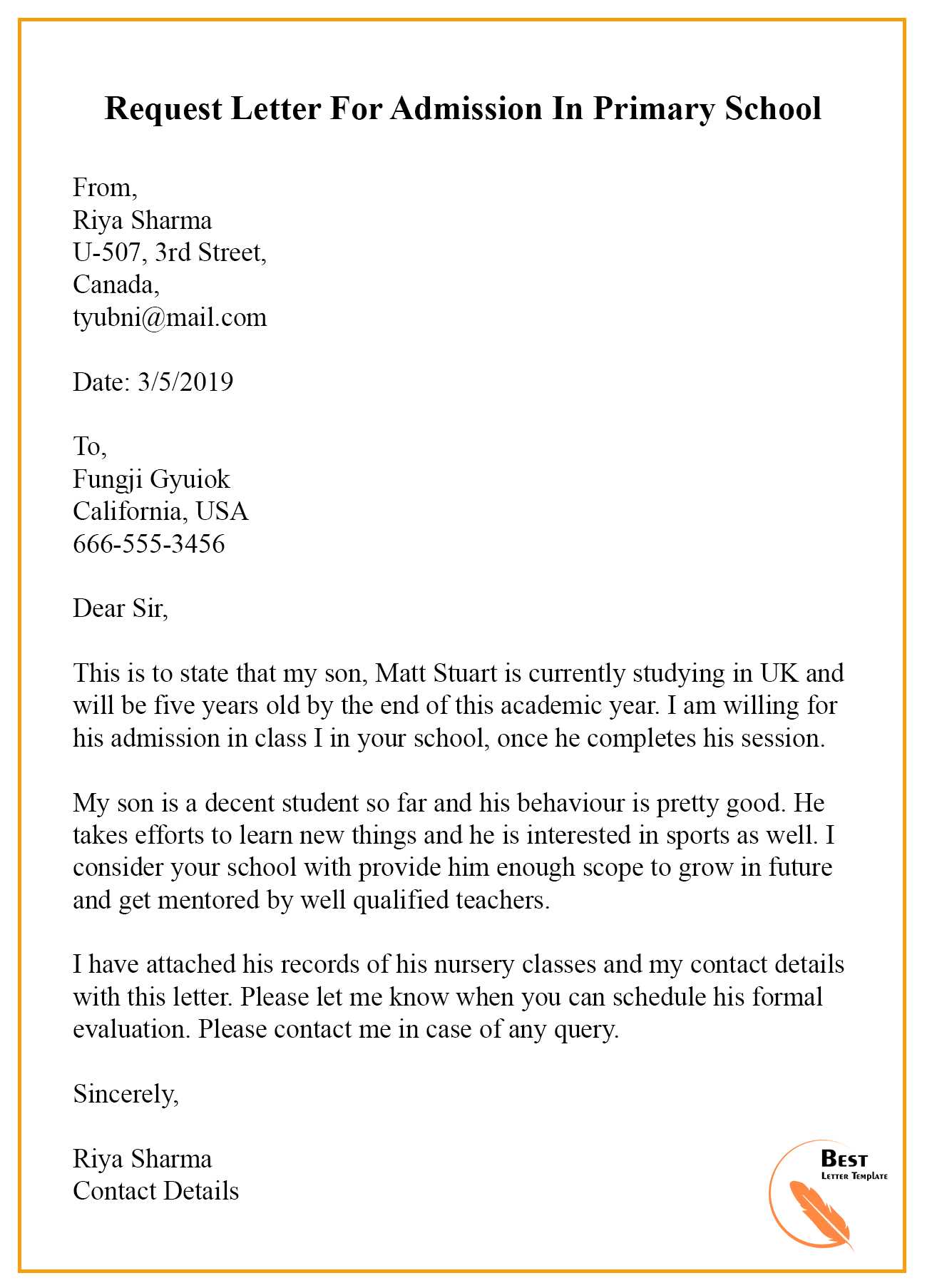 sample request letter template