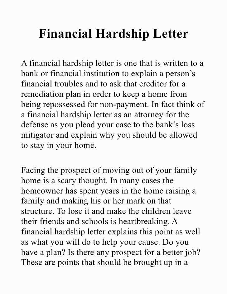 mortgage hardship letter template