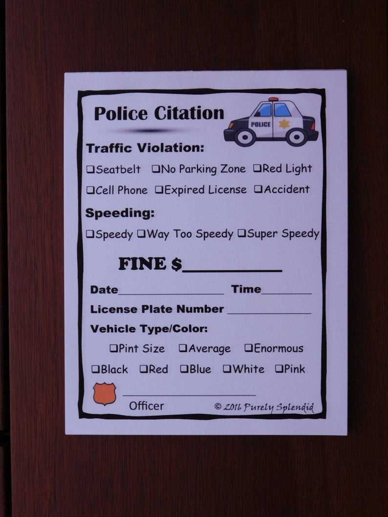 fake speeding ticket letter template