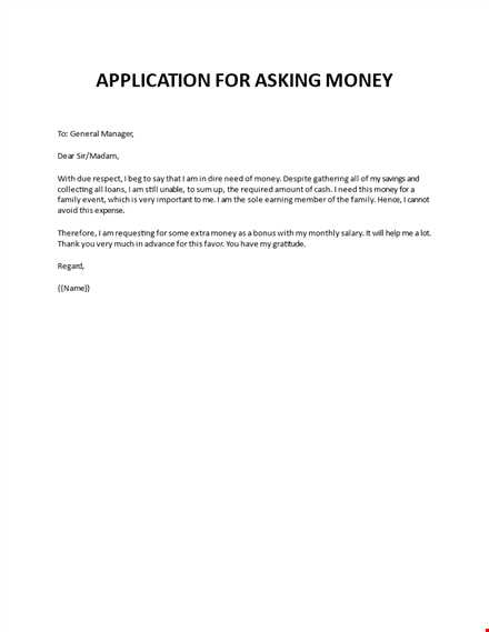 template letter asking for money owed