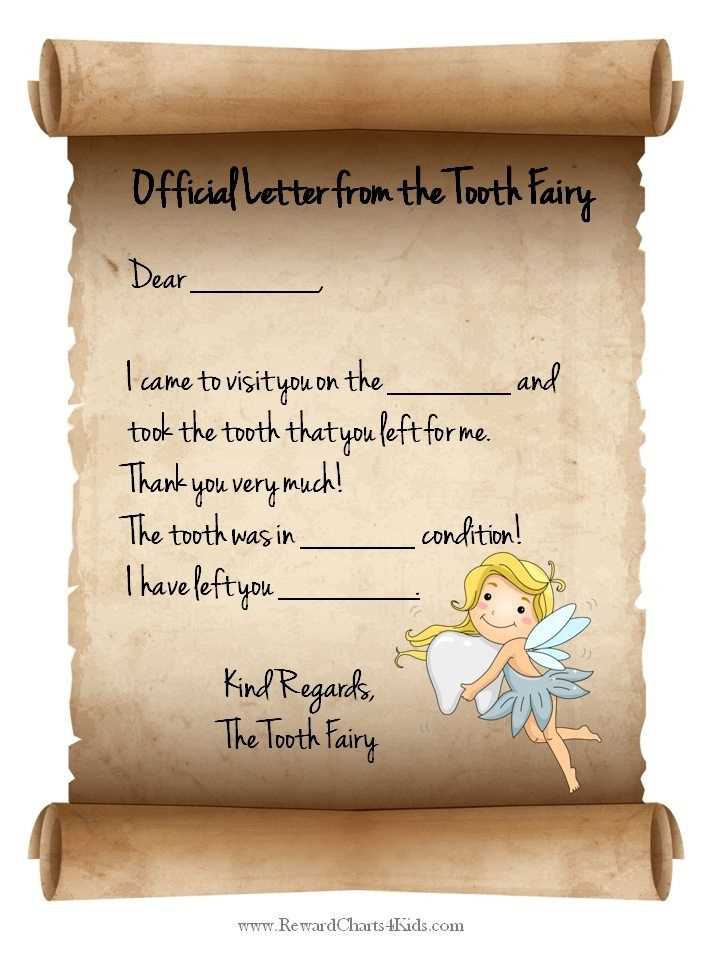 tooth fairy letter template free download