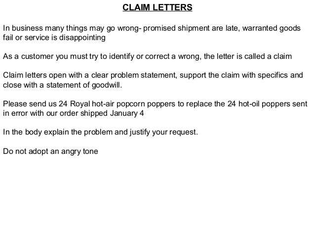 claim letter template